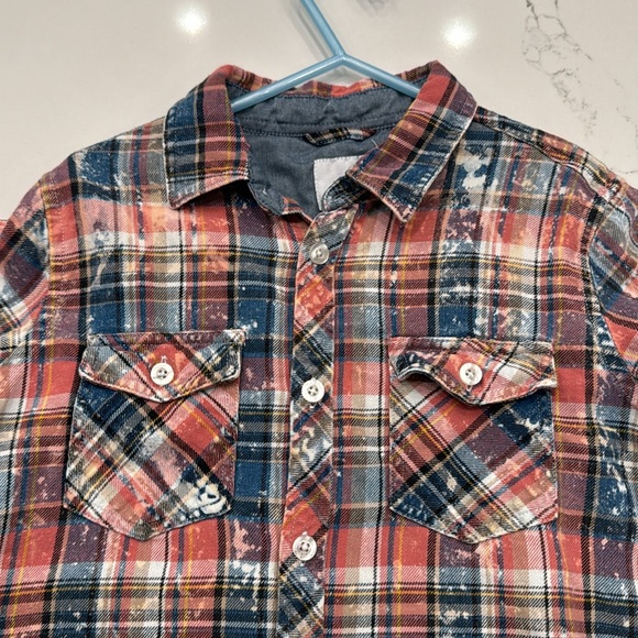Youth boys Joe’s Jeans plaid button down size 6 made to look worn and vintage - Picture 2 of 7